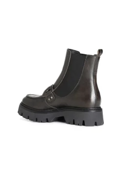 tronchetto da donna con elastico in pelle spazzolata antracite