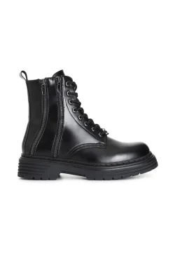 tronchetto da donna doppia zip in similpelle spazzolato nero