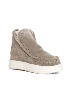 tronchetto da donna in pelle scamosciata taupe