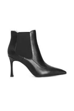 tronchetto da donna in pelle due elastici nero