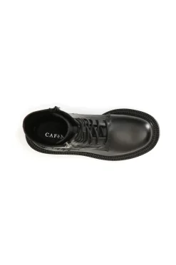 tronchetto donna allacciato in pelle nero