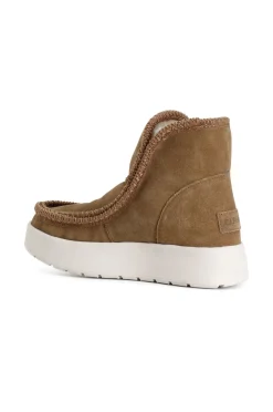 tronchetto donna con bordo mocassino e pelliccia sintetica camel