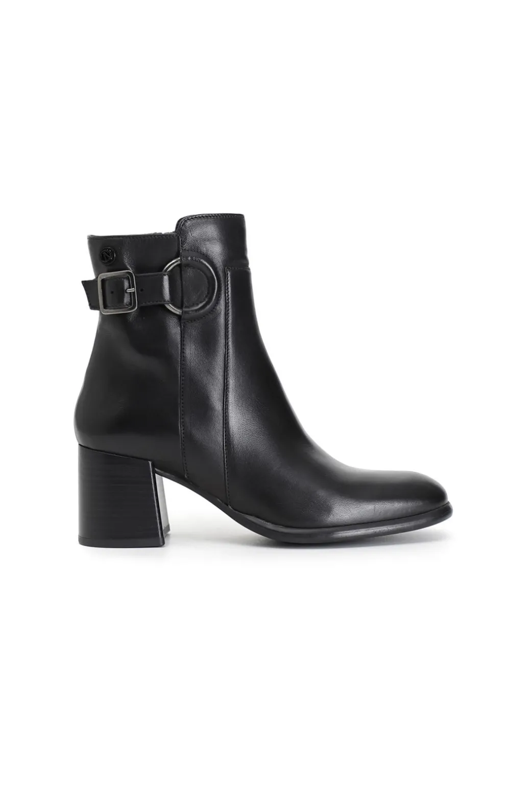 tronchetto donna in pelle con fibbia nero