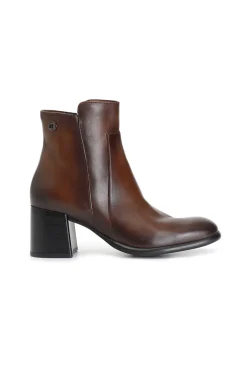 tronchetto donna in pelle con cerniera cuoio