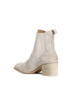 tronchetto donna in pelle scamosciata con elastici taupe