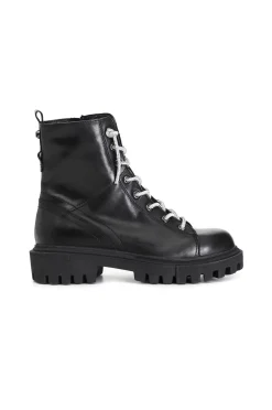 tronchetto donna in pelle con lacci strass nero/cristallo