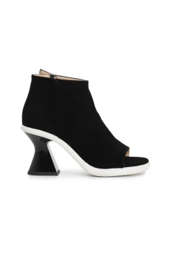 tronchetto in camoscio asimmetrico aperto spuntato nero