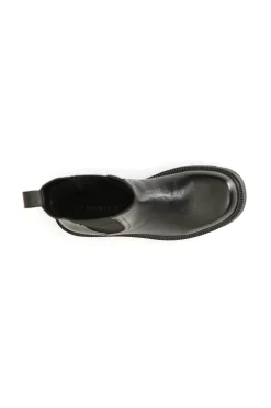 tronchetto in pelle con elastico nero