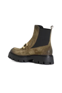 tronchetto in pelle scamosciata con elastico e morsetto bosco