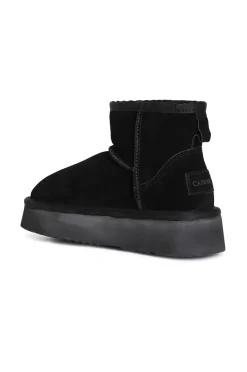 tronchetto in pelle scamosciata con suola alta nero