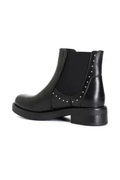 tronchetto in similpelle spazzolata con elastici e borchie nero