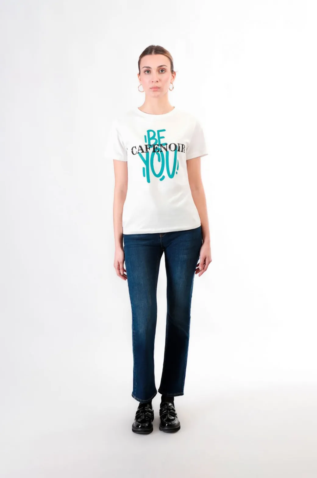t-shirt manica corta con logo be you bianco
