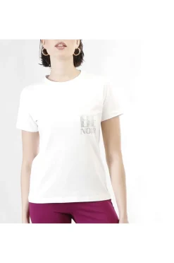 t-shirt manica corta con logo be noir bianco