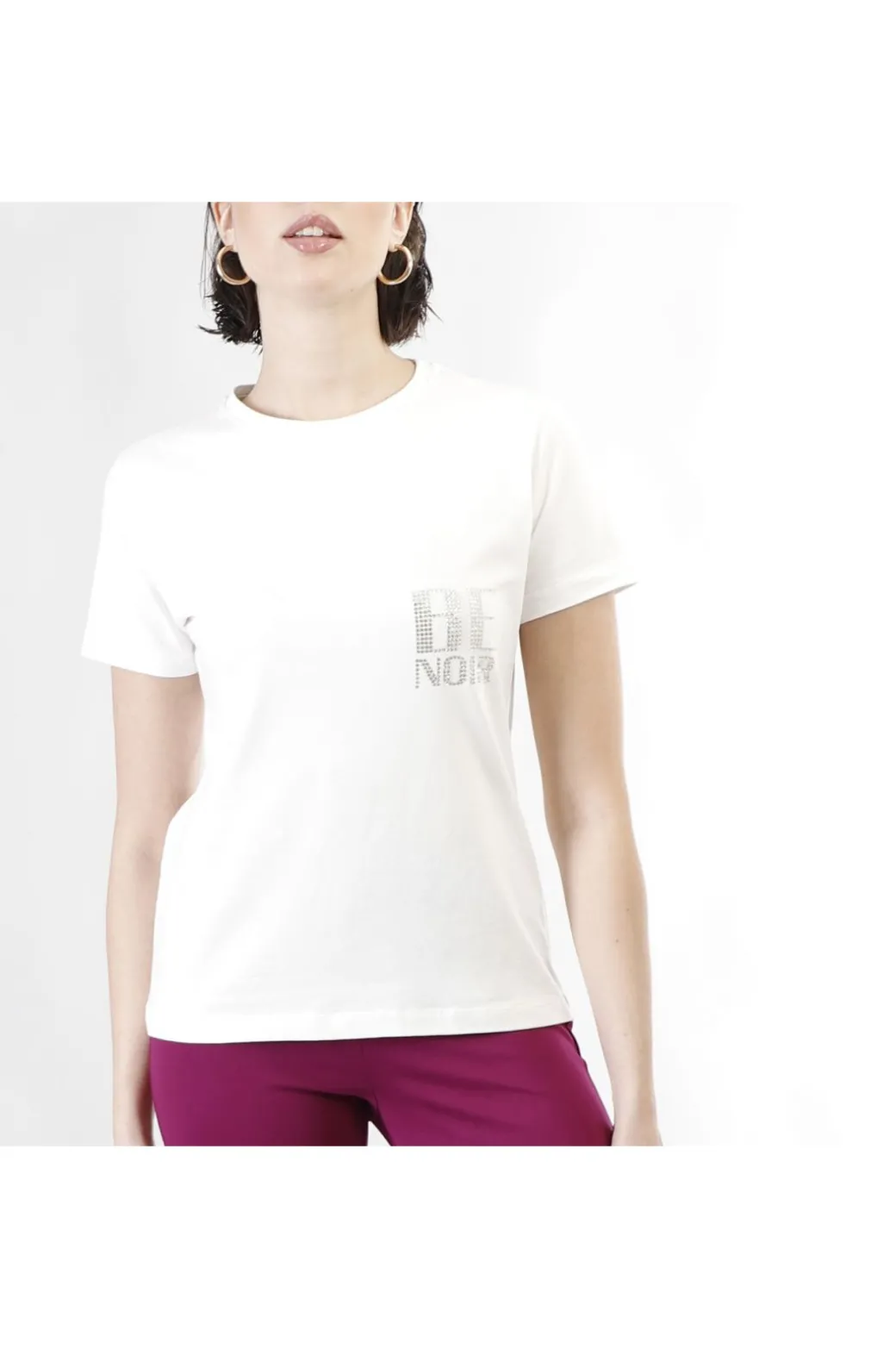 t-shirt manica corta con logo be noir bianco