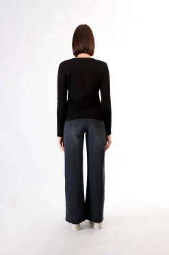 t-shirt manica lunga con logo nero