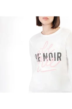 t-shirt manica lunga con logo be noir bianco