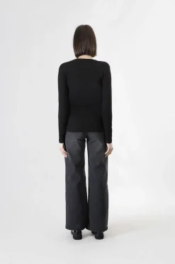 t-shirt manica lunga con logo be noir nero