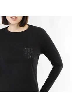 t-shirt manica lunga con logo be noir nero