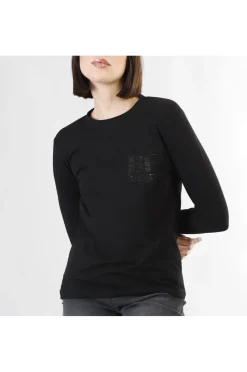 t-shirt manica lunga con logo be noir nero