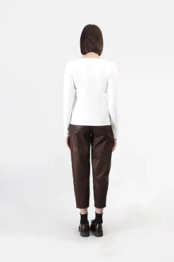 t-shirt manica lunga stampa borsetta bianco