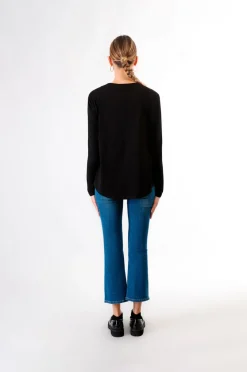 t-shirt manica lunga stampa multipattern nero