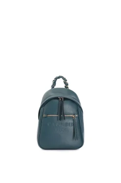 zaino con logo in rilievo e tasca con zip sul davanti verde