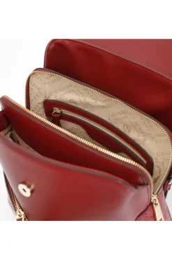 zaino con pattina e tasche con stampa logo embossed all over vino