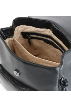 zaino ecopelle con tasca zip round,  tasche laterali con cerniera nero