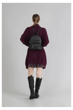 zaino glitterato con logo ricamato nero