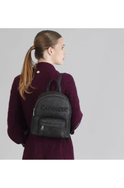 zaino glitterato con logo ricamato nero