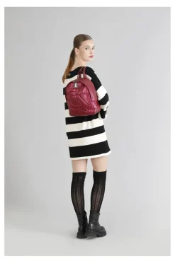 zaino in nylon con trapuntatura bordeaux