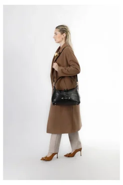 zaino  trapuntato con motivo a rombi e pattina trapuntata con motivo a righe nero